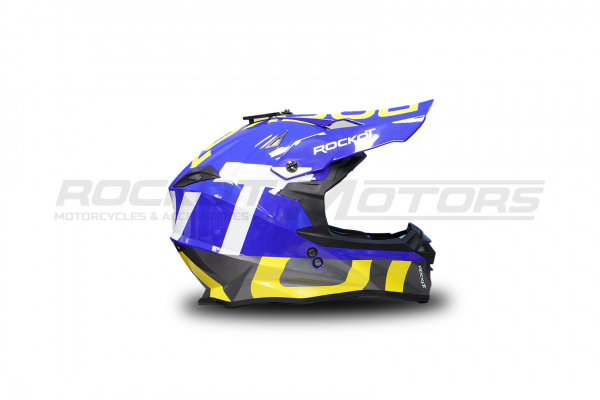 Шлем кроссовый ROCKOT RM-217 Stunt (M) (белый/синий/желтый